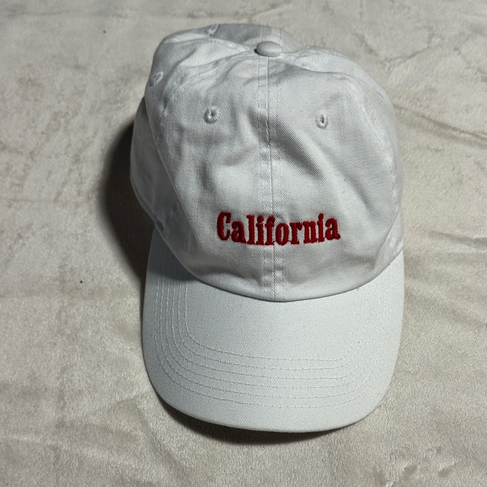 Brandy Melville White Cap with Red Embroidery